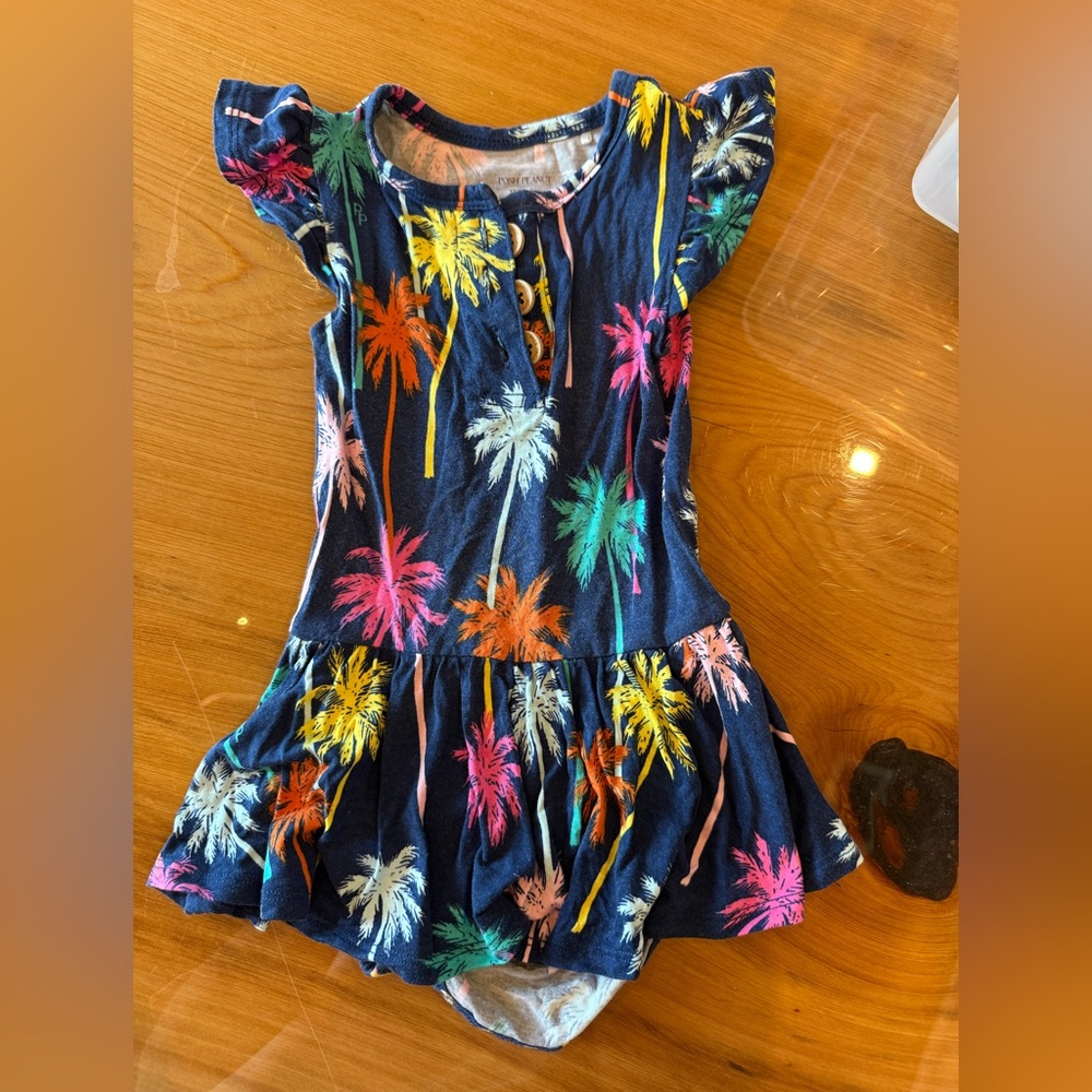 Posh Peanut Tropical Leaf Print bodysuit dress